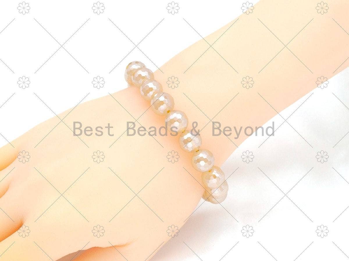Mystic Champaign Banded Agate Stretchy Bracelet,SKU#EF66