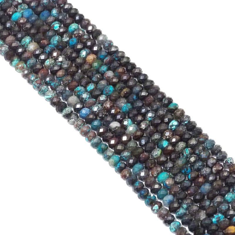 Genuine Blue Brown Turquoise Rondelle Faceted Beads, 4x6mm, Sku#U1513