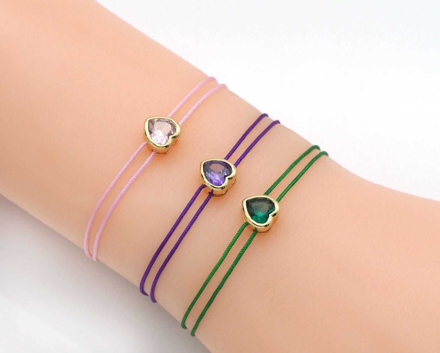 Pull Tie Colorful Wish Heart Bracelet, Sku#EF226