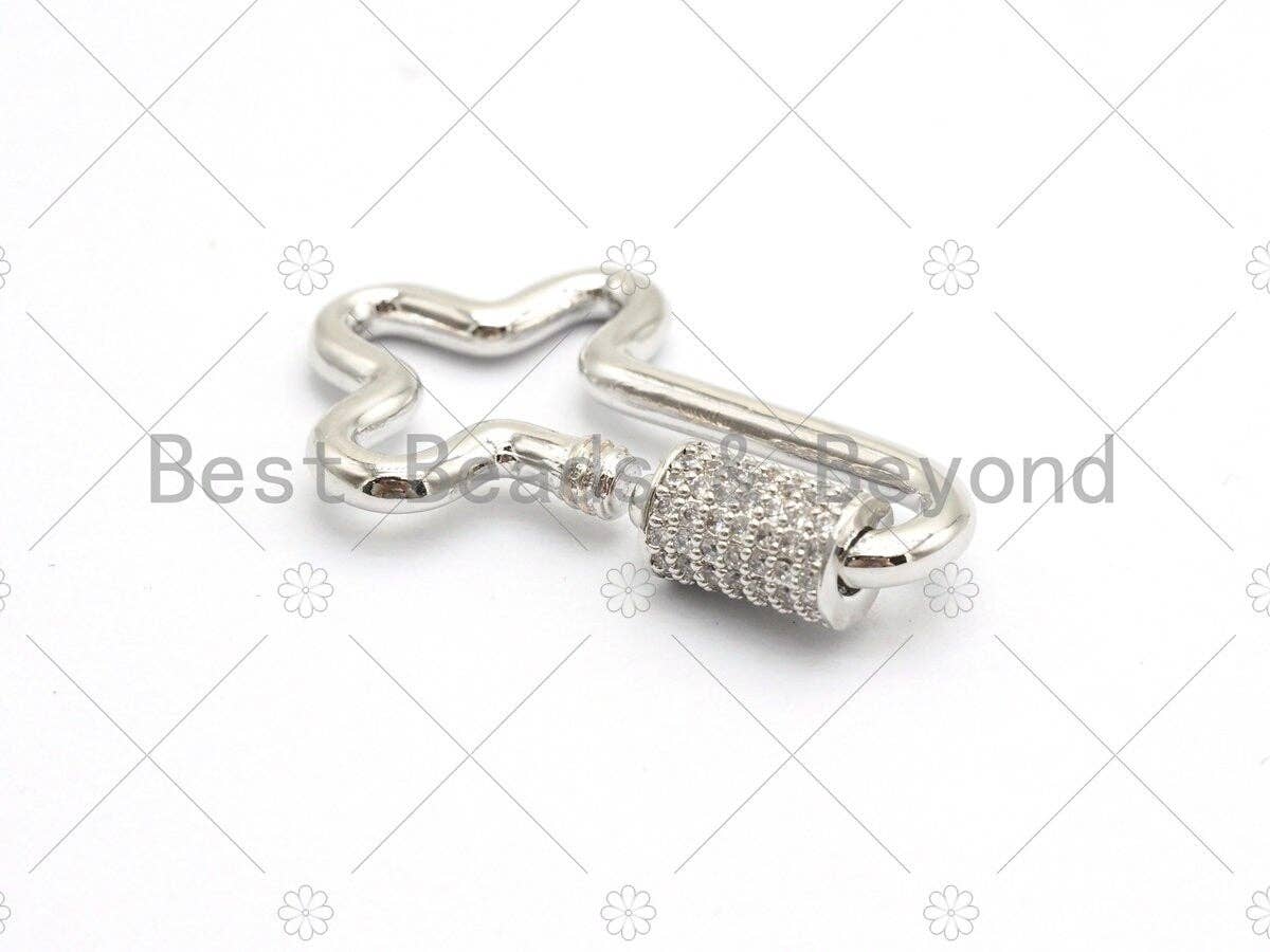 CZ Micro pave Cross Clasp, Gold/Rose gold/Black/Silver, Carabiner Claps, 20x32mm, Fashion Jewelry, sku#H132