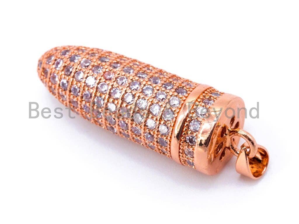 White CZ Micro Pave Bullet Pendant/Charm, sku#L36