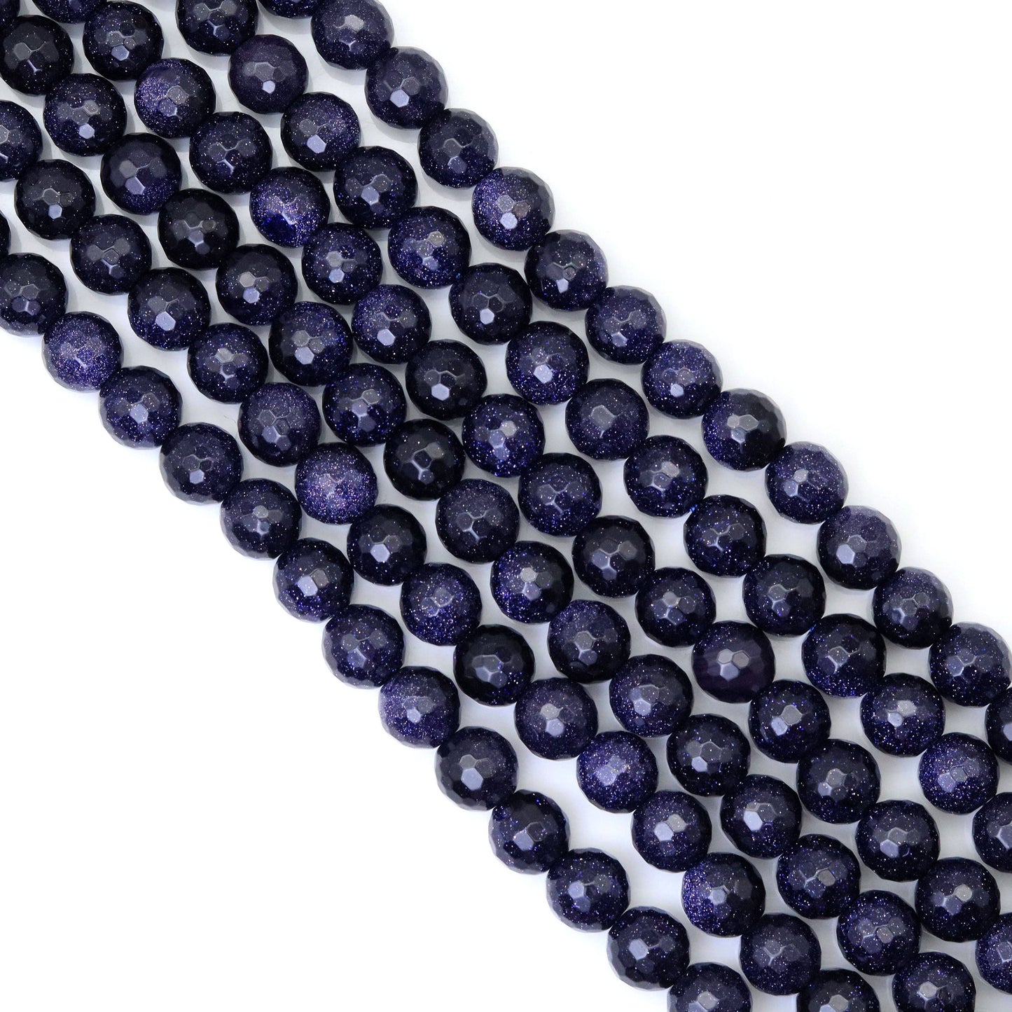 Blue Goldsstone Round Faceted Beads, Sku#U1791