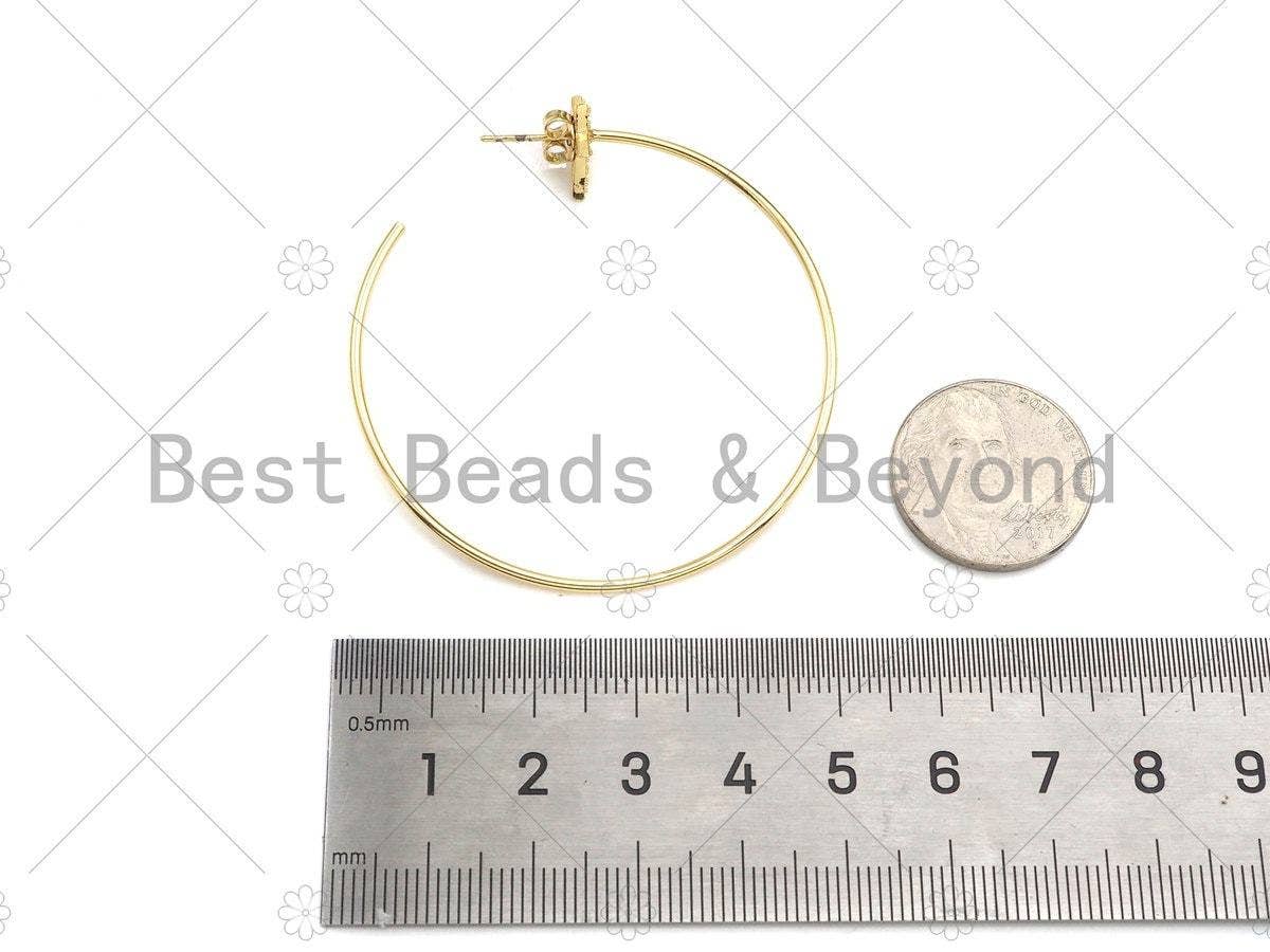 CZ Star Large Hoop Earrings, Sku#J320