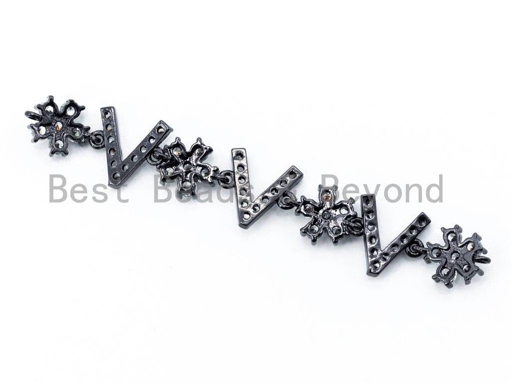 CZ Micro Pave flower Connector for bracelet/necklace, Spacer Connector/Link, 10x66mm, sku#M193