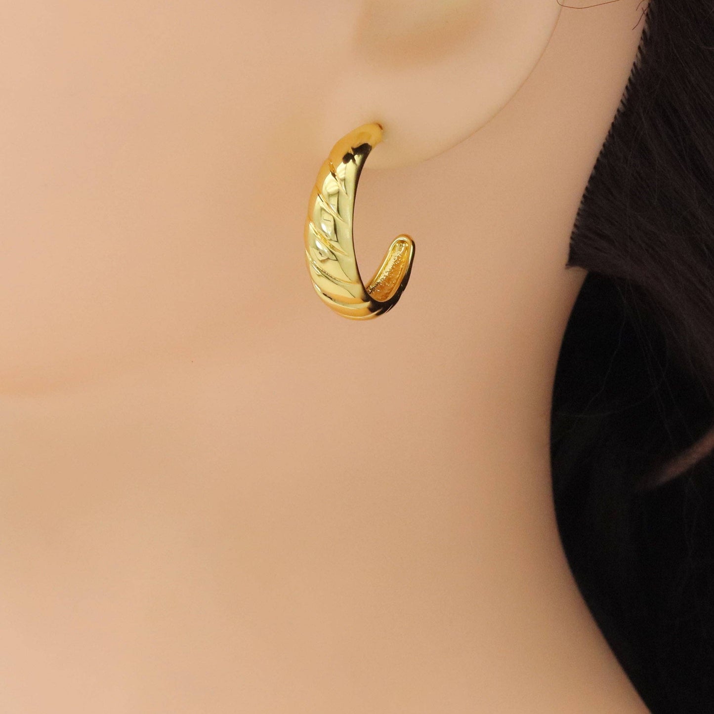 Gold Dome Huggie Earrings, Sku#JL195