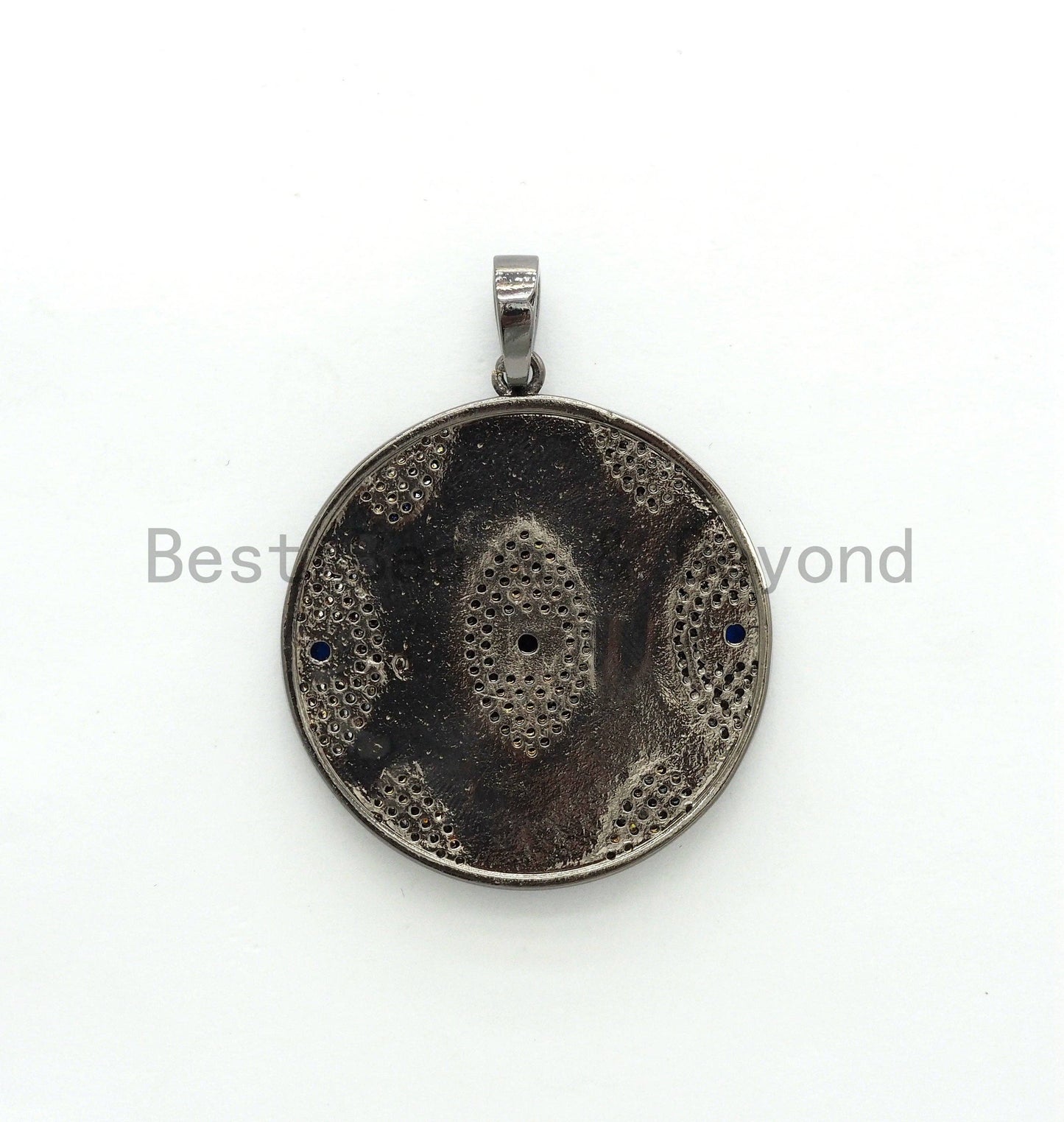 LARGE Enamel Colorful Round With Evil Eye Pendant,CZ Micro Pave Oil Drop Round pendant,Enamel pendant,Enamel Jewelry,34x38mm,sku#F593