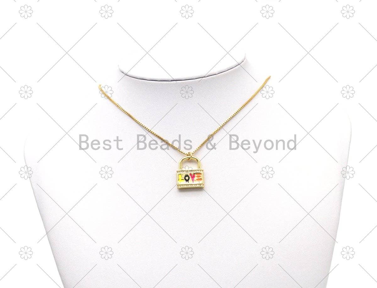 Enamel Love Lock Charm, Sku#L640