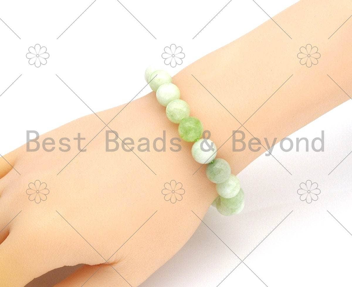 Natural Light Green/Kunzite Quartz Stretchy Bracelet