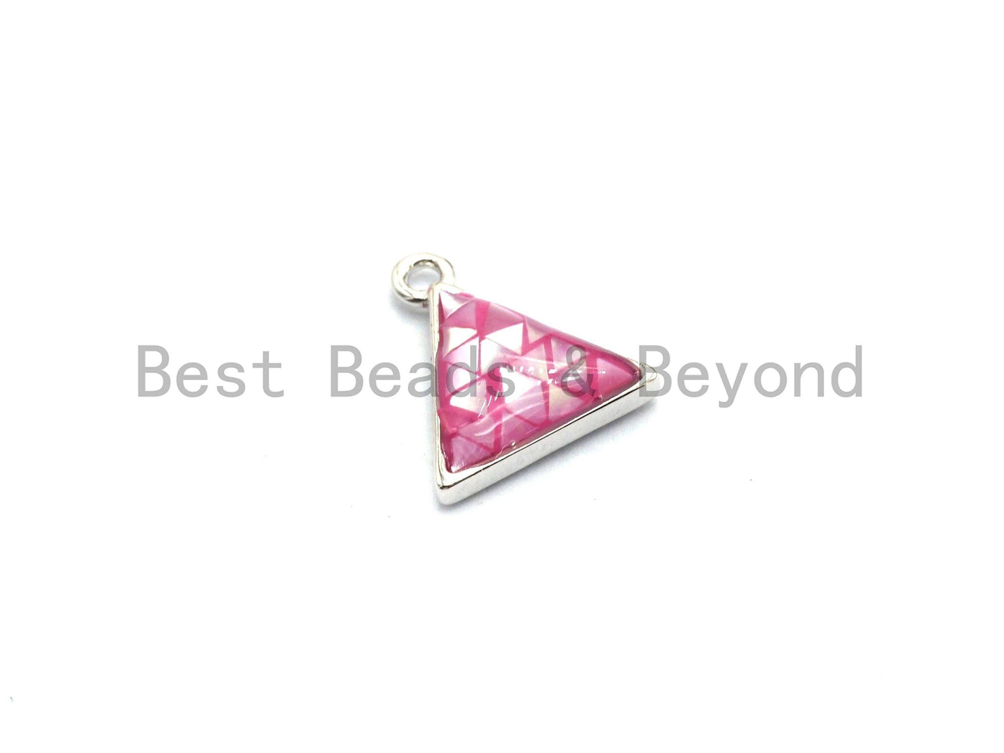 100% Natural Pink Color Shell in Triangle Shape-Gold/Silver Pink Shell Charm-Fuchsia Shell Charm, Shell Beads, 11x12mm,SKU#Z309