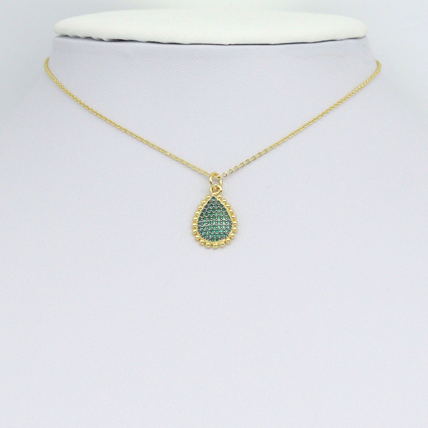 Colorful CZ Teardrop Shape Charm Pendant, Sku#LK1083