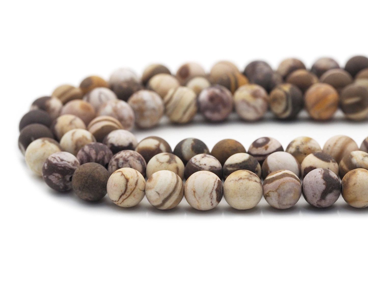 Matt Brown Zebra Jasper Round Smooth Beads, Sku#U1404