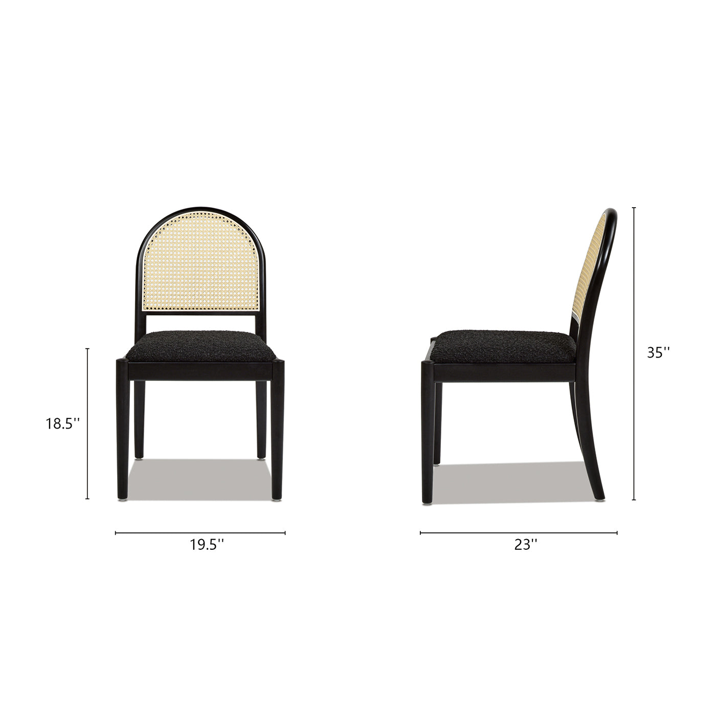 Panama 18.5" Curved Resin Cane Rattan Side Dining Chair Set of 2