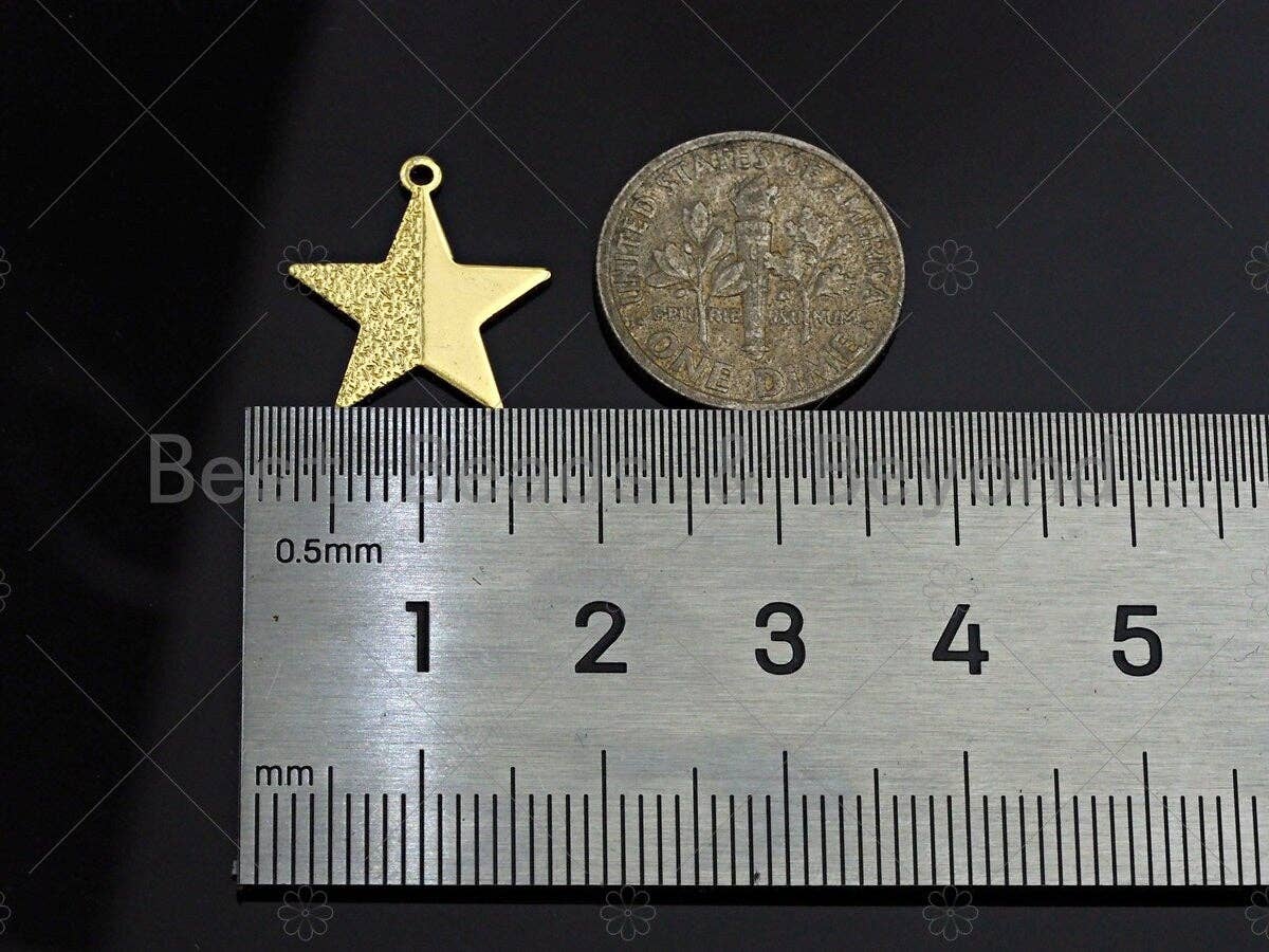 Half Brushed Half Shinny Star Charm/Pendant, Star Shape Charm, Gold Star Pendant, Gold plated charm, 15mm, Sku#Y327