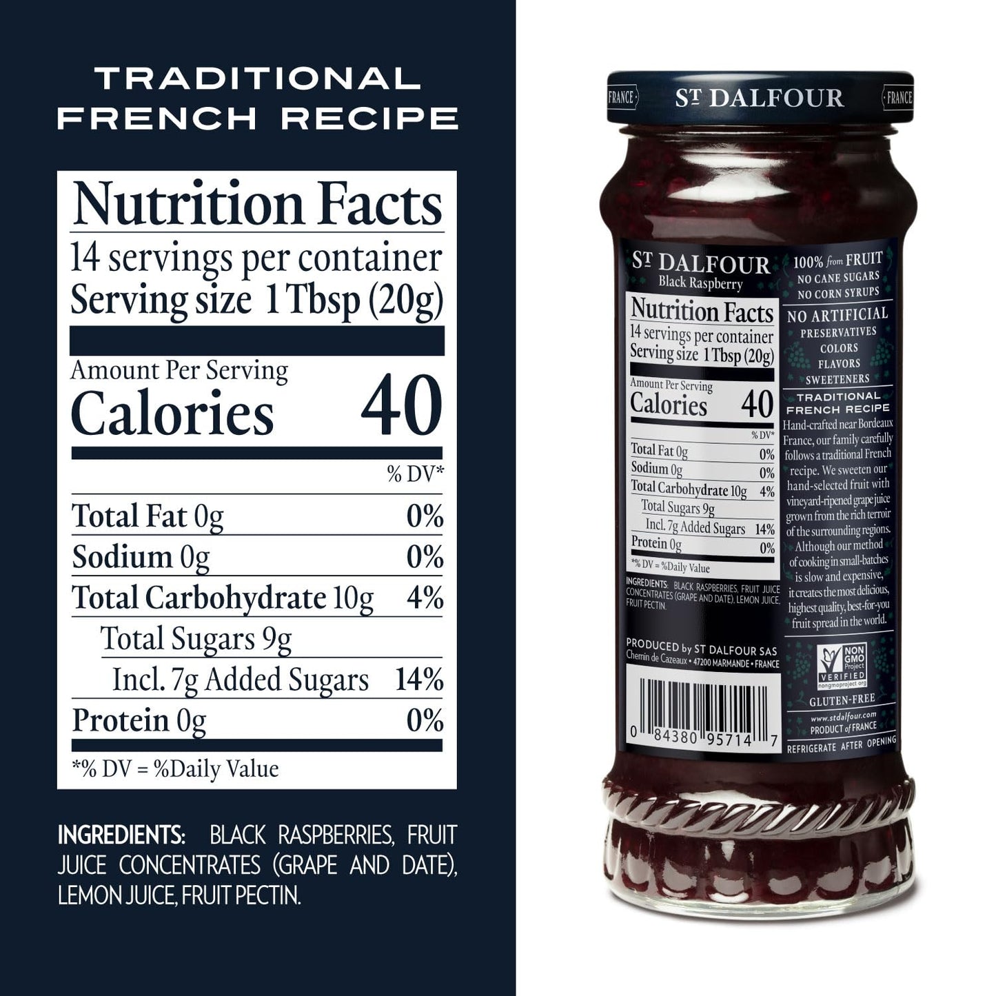ST DALFOUR: Black Raspberry Fruit Spread, 10 oz