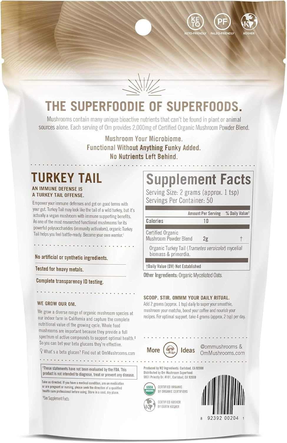 OM ORGANIC MUSHROOM NUTRITION: Turkey Tail Immune Defense Power, 100gm