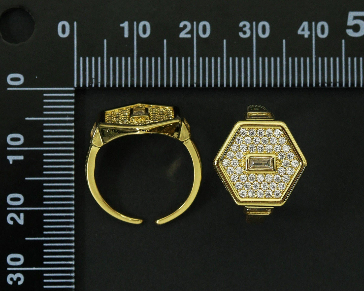 CZ Hexagon Adjustable Ring, Sku#O94