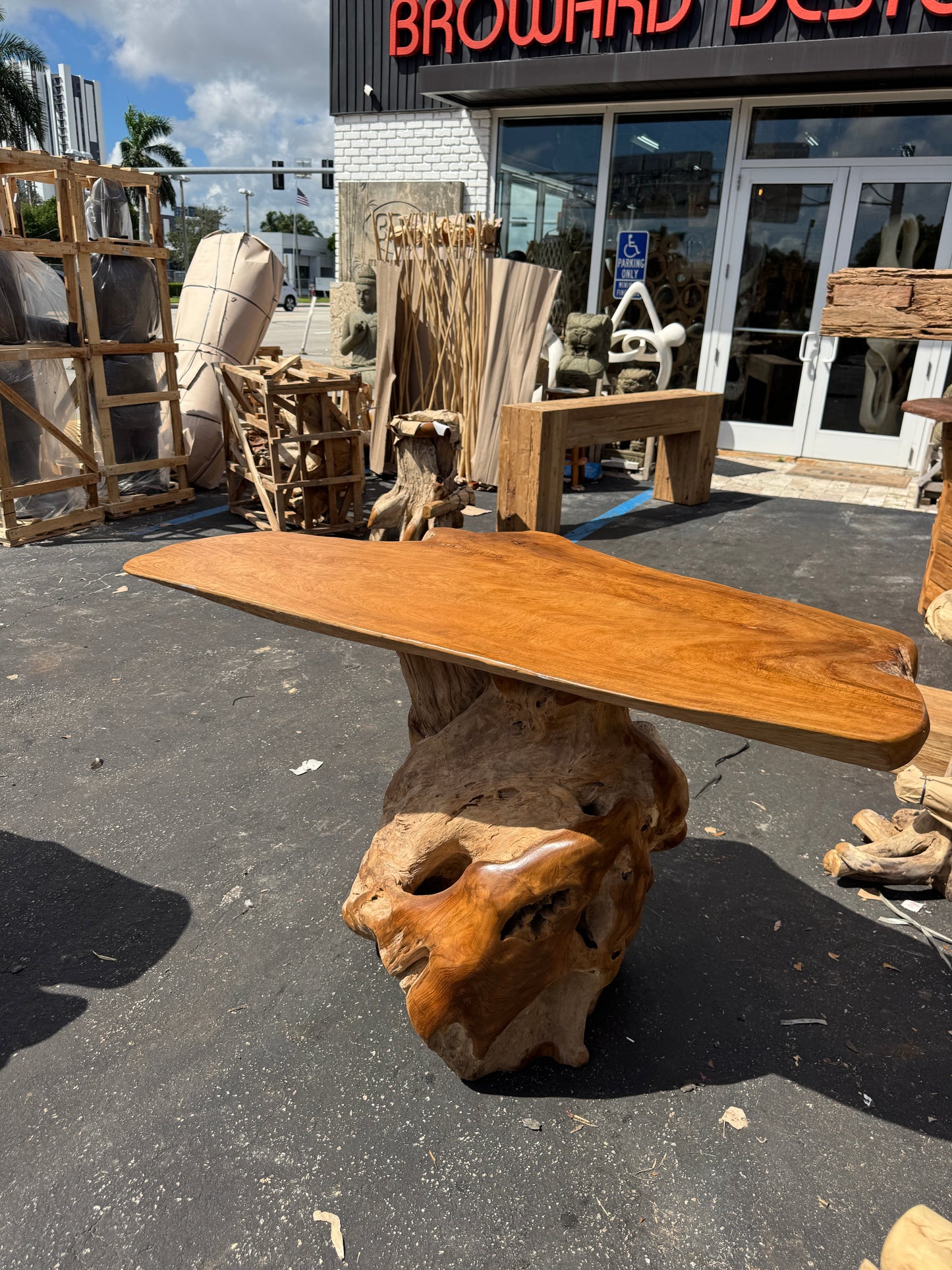 Teak Root Slab Top Bar Table XL (B)