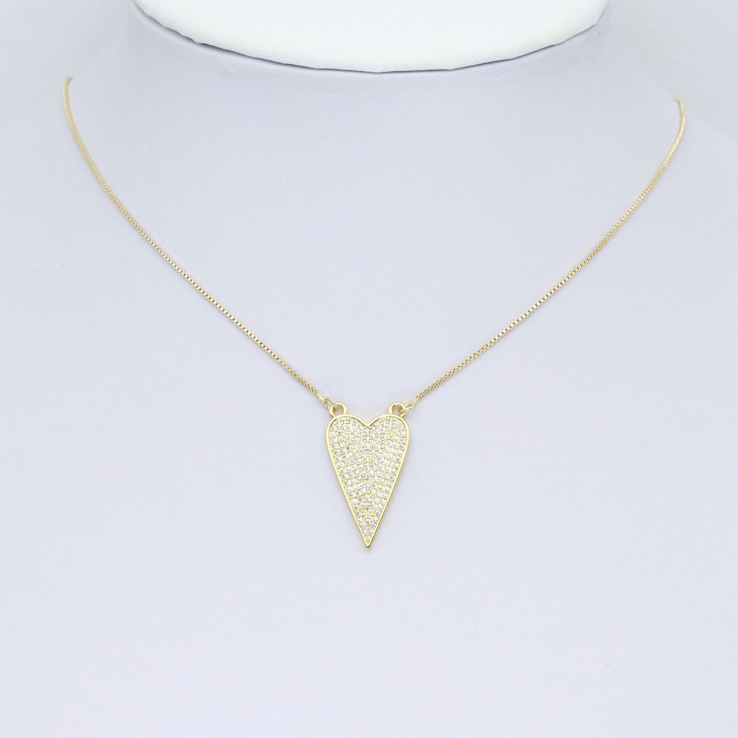 CZ Pave Point Heart Shape Connector Charm Pendant, Sku#LK959