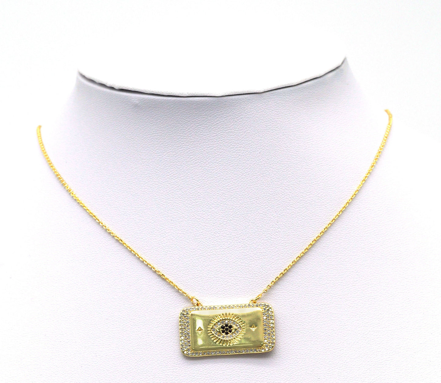 CZ Evil Eye Rectangle Connector Charm, Sku#L654
