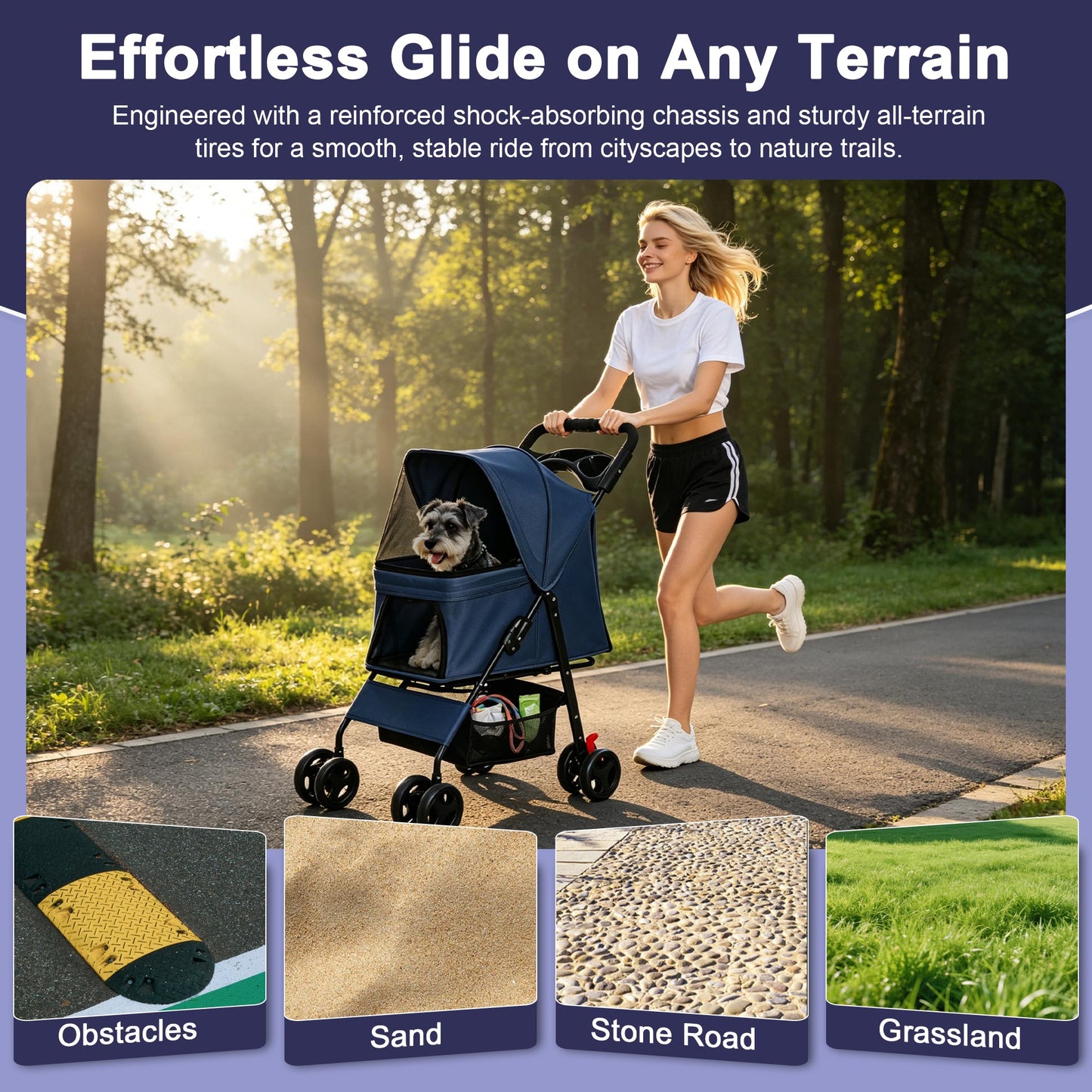 Foldable Pet Stroller for Small Dogs and Cats