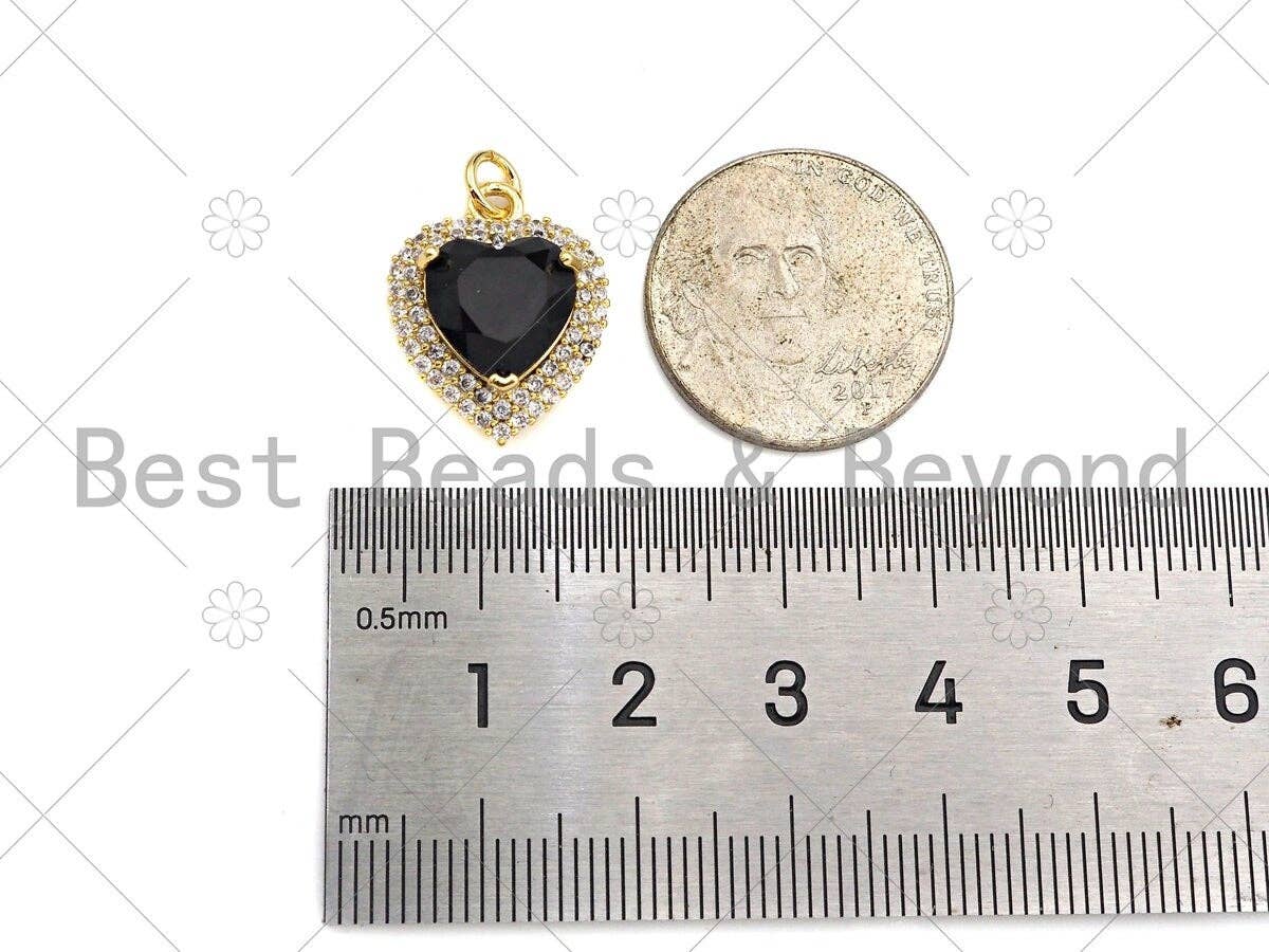 Gold Filled Big Colorful CZ Micro Pave Heart Shape Pendant, 18K Gold Filled Heart Charm, Necklace Bracelet Charm Pendant,15x19mm,Sku#LK334