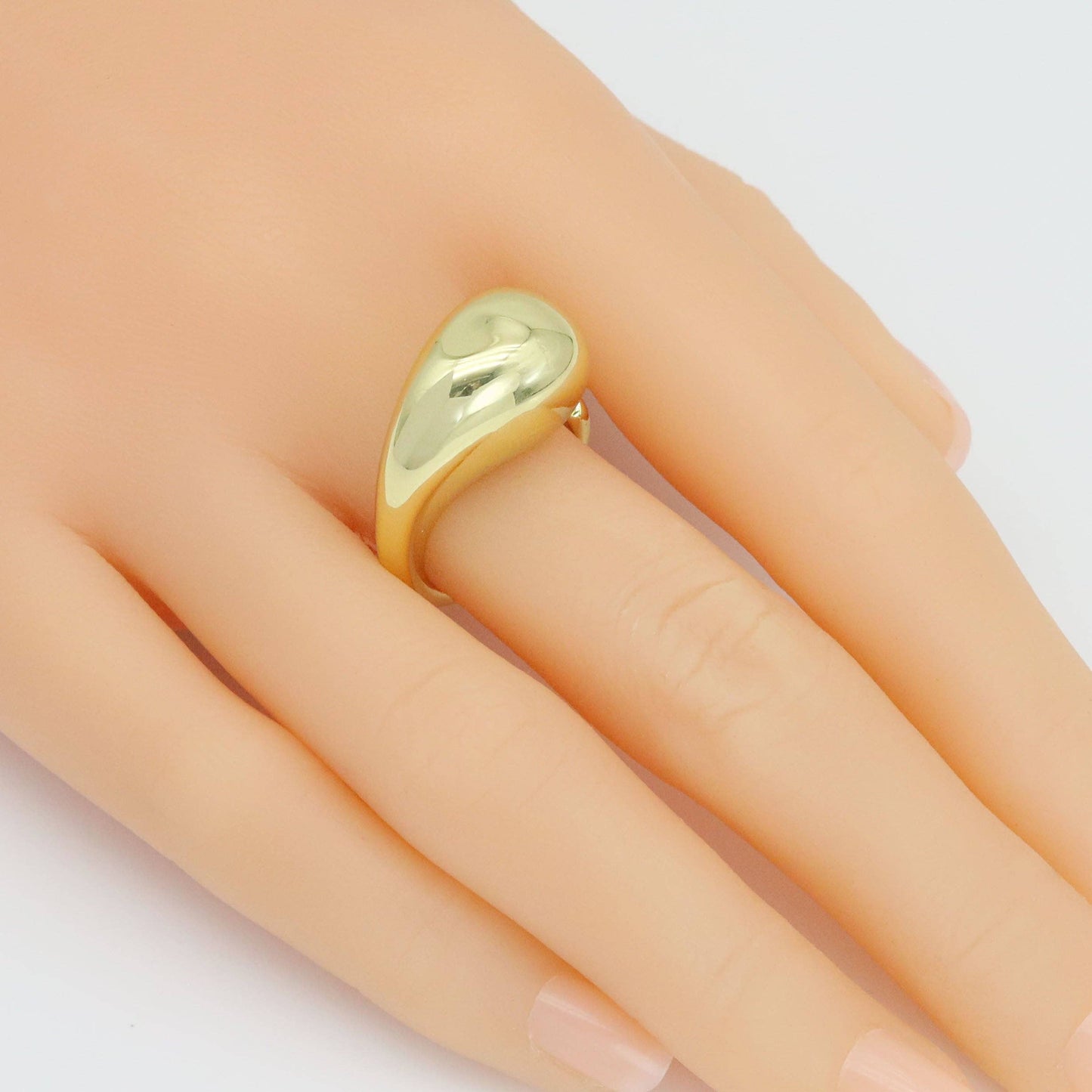 Plain Gold Silver Chunky Comma Adjustable Ring, Sku#A398