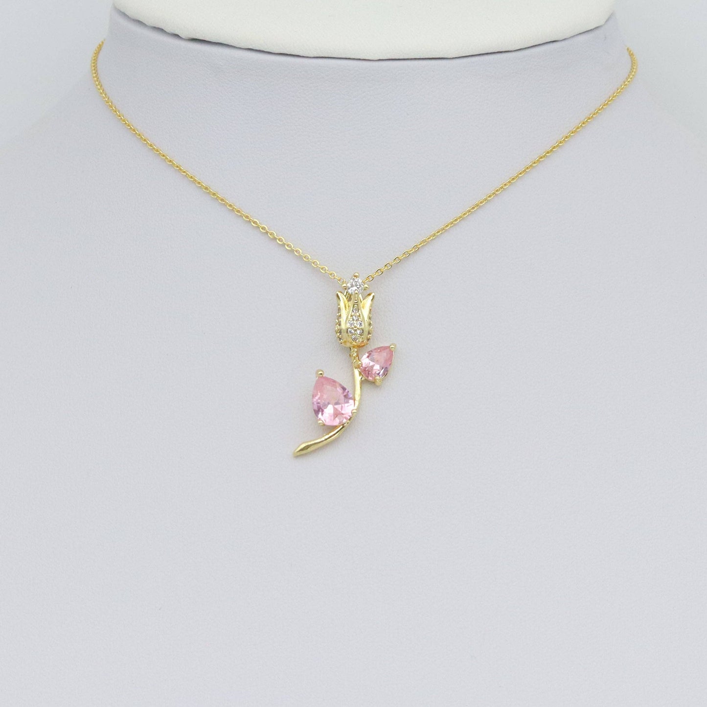 CZ Crystal Tulip Flower Charm Pendant, Sku#Lk1057