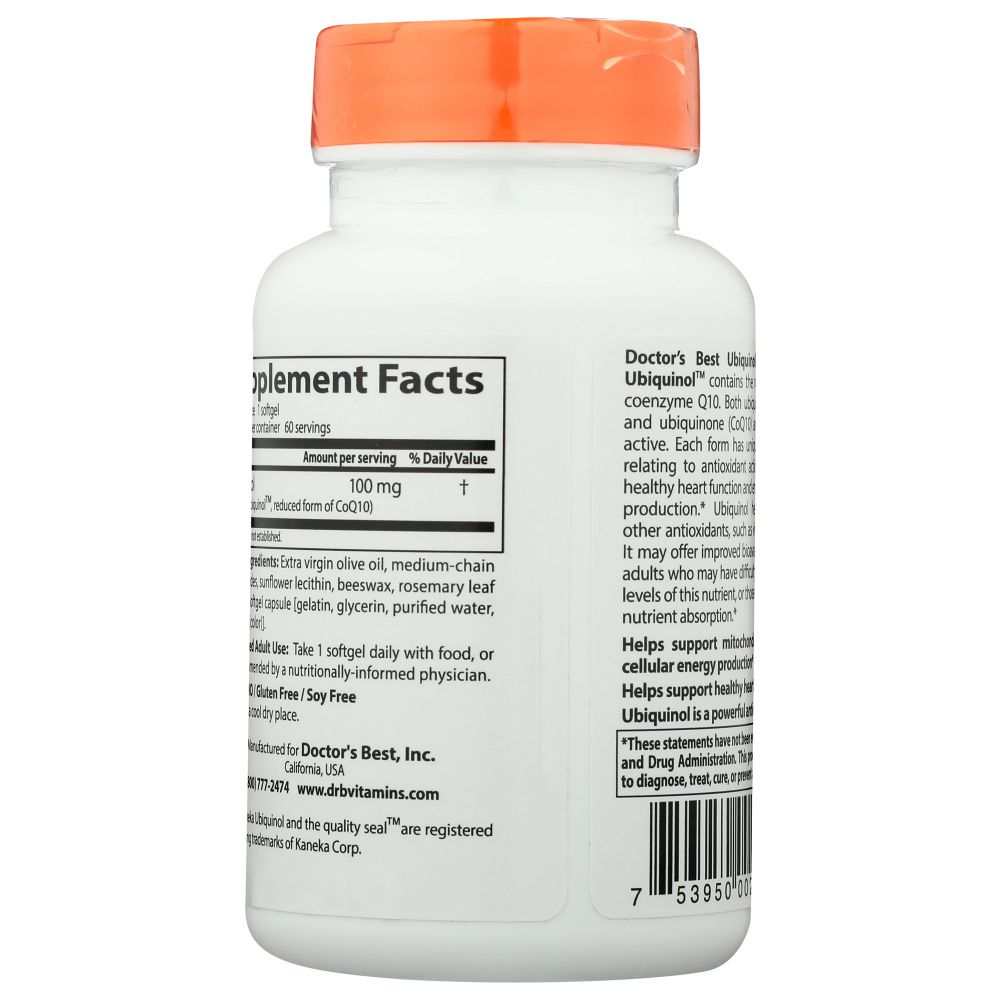 DOCTOR'S BEST: Ubiquinol 100Mg -Optimal Support & Energy Production|60sg