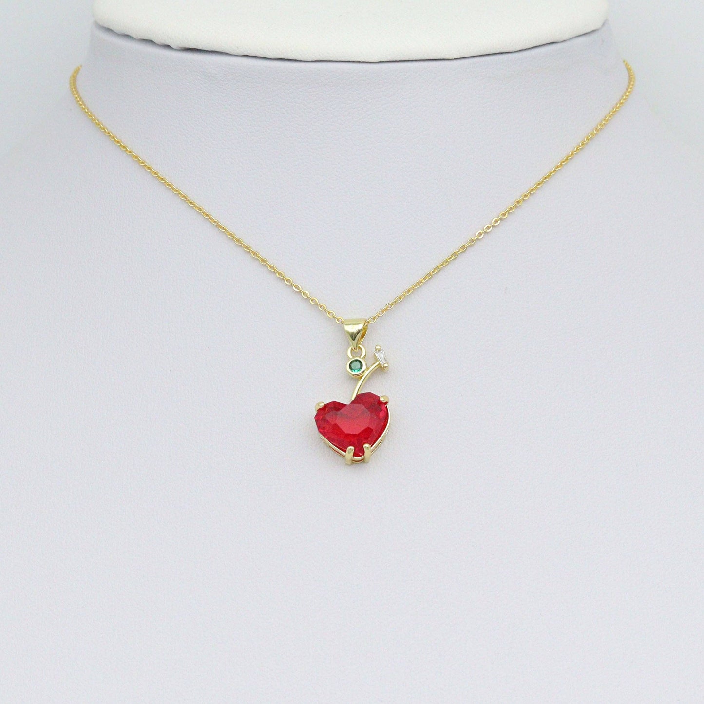 Colorful Crystal Heart Cherry Charm Pendant, Sku#LK1077