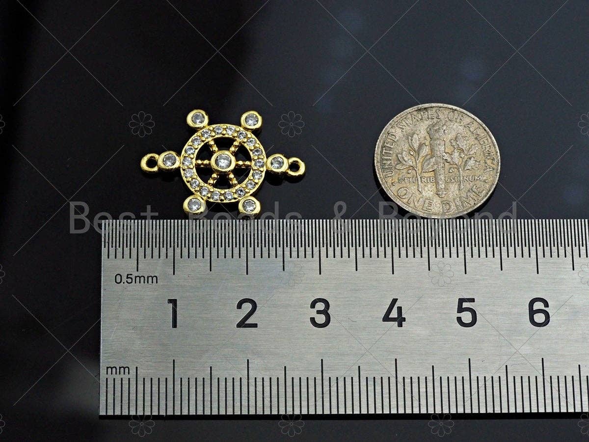 Ship Steering Wheel Shape Connector, Ship's Wheel Pendant, Steering Wheel Pendant, Sailor's Amulet, Sailor's Jewelry ,17x23 mm, Sku#LK88