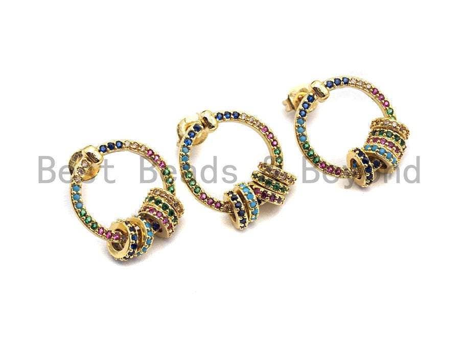 CZ Ring Shape Dangle Earrings, Sku#J120