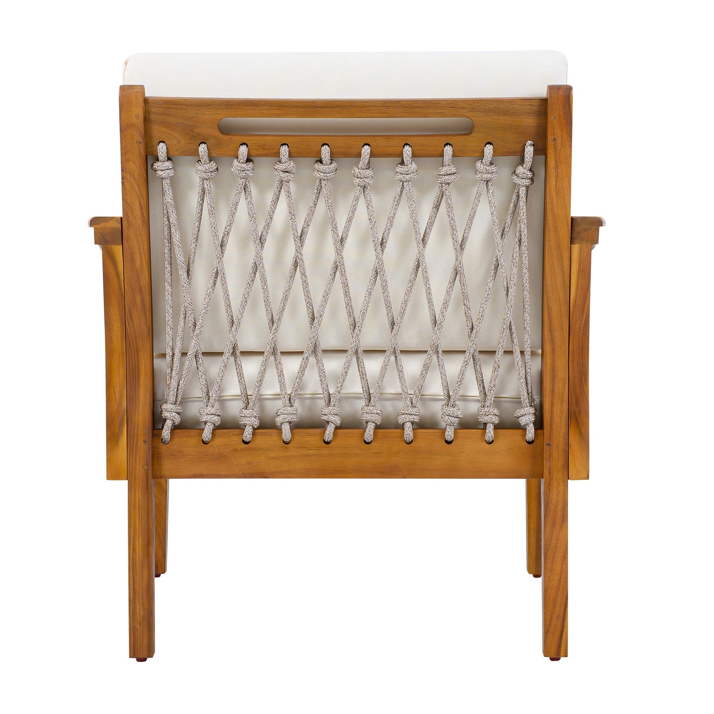 Outdoor Acacia Wood Club Chair with Handwoven Rope (Set of 2)