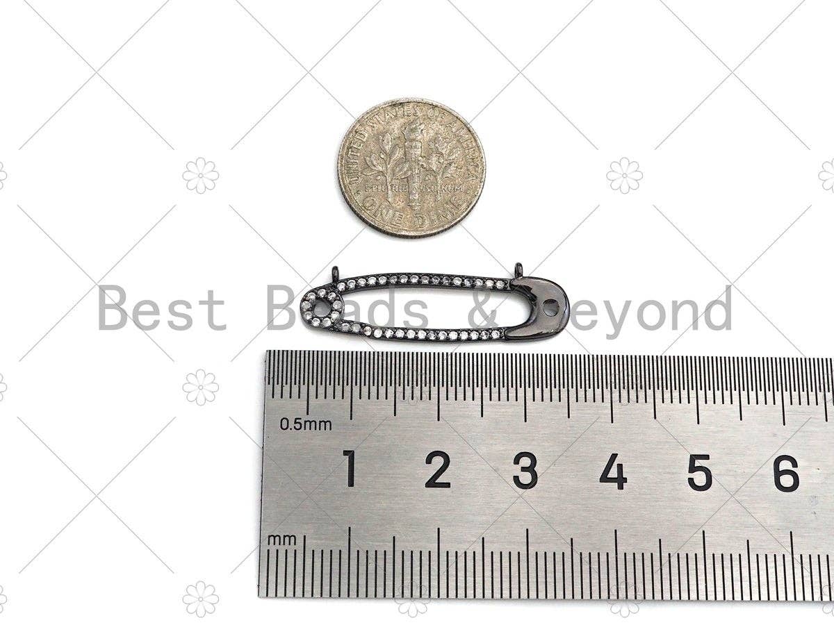 CZ Micro Pave Safety Pin Shape Pendant,sku#L282
