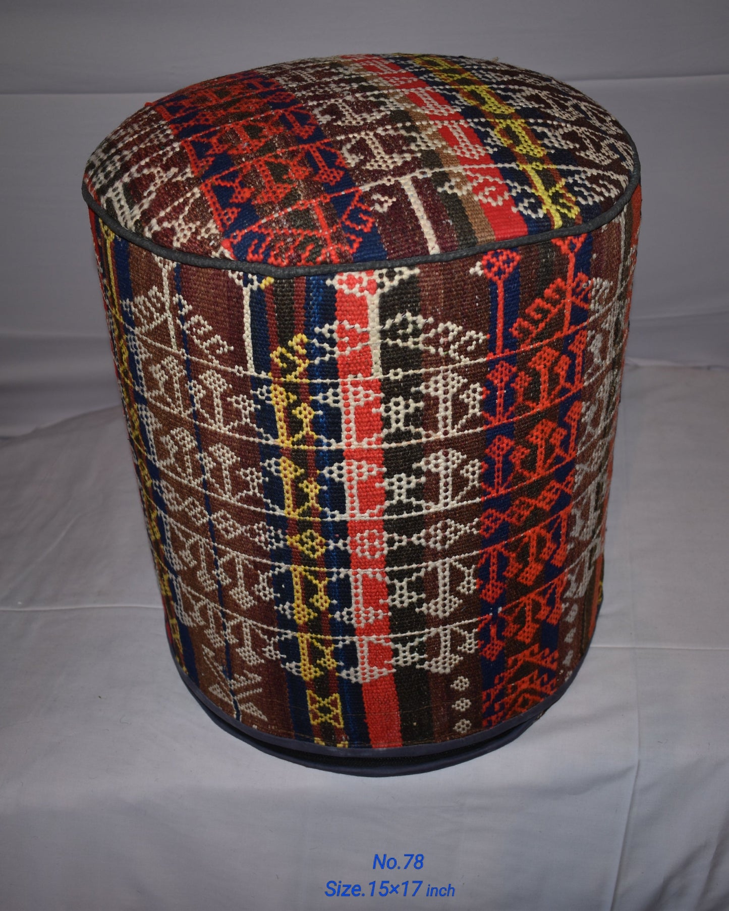 One of a Kind Kilim Rug Pouf Ottoman foot stool - #78