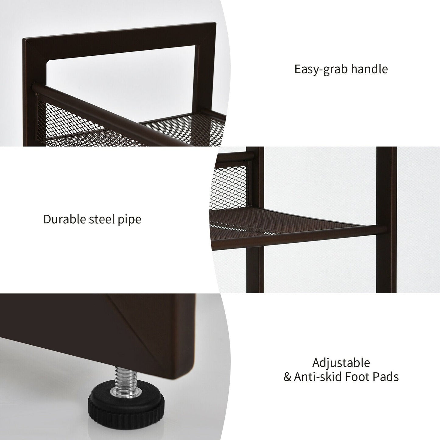 2/3/4 Tiers Flat and Slant Metal Shoe Rack for Entryway Hallway-3-Tier