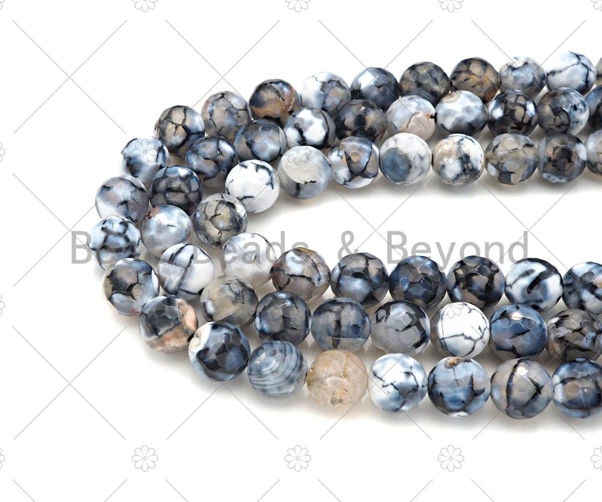 High Quality Black White Fire Agate Beads, Dragon Vein Agate,SKU#U1161