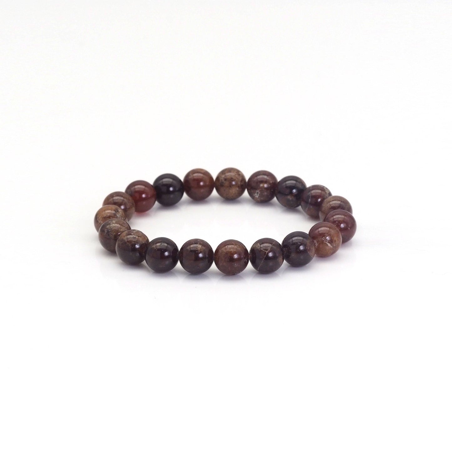 Brown Garnet Round Smooth Stretchy Bracelet, Sku#EF451