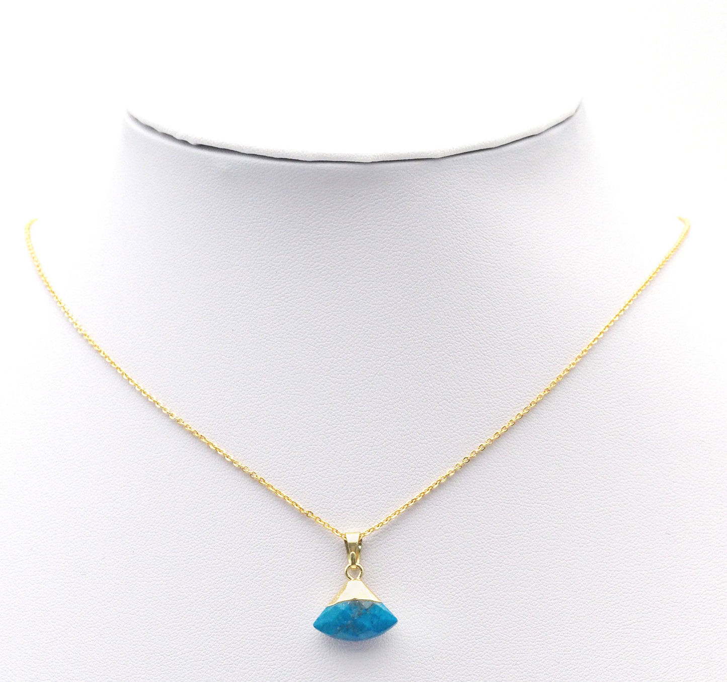 Natural Moonstone Turquoise Gemstone Fan shape Charm, Sku#LY28