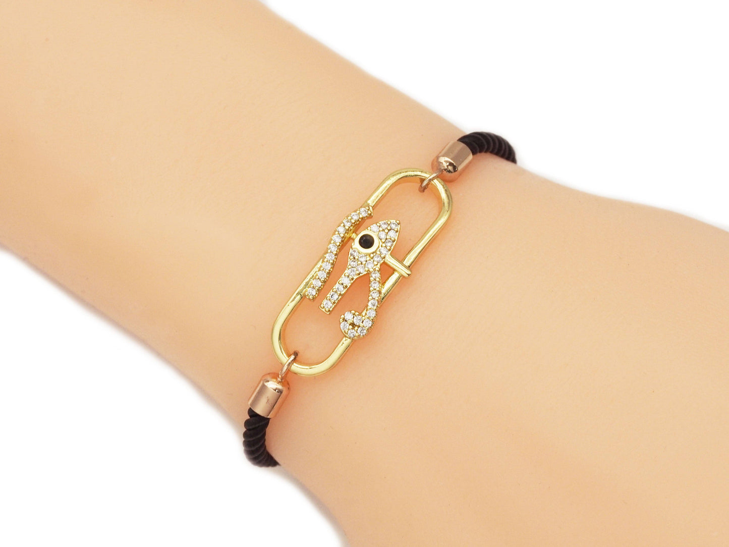 CZ Pave Fish Eye Oval link Connector Charm, Sku#LK693
