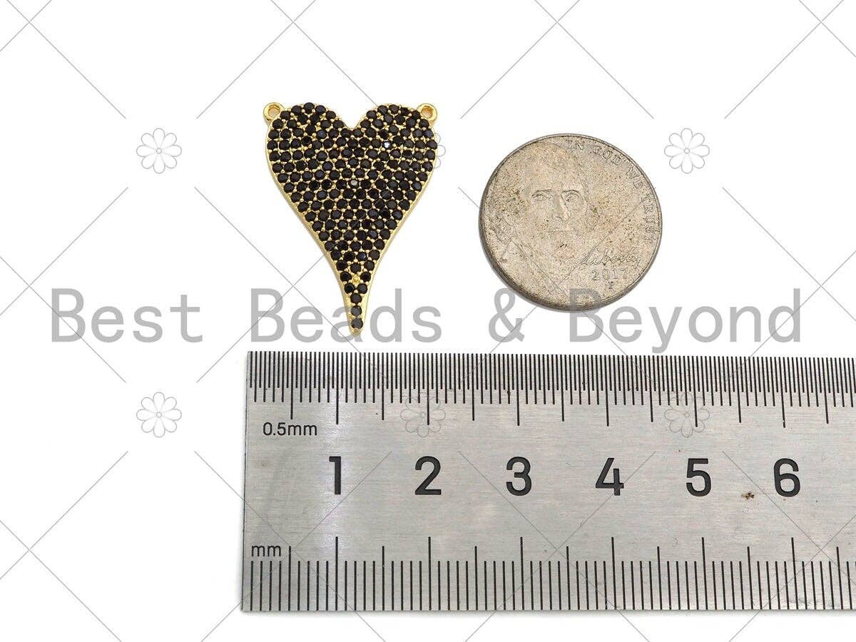 Gold Filled Black CZ Micro Pave Heart Shape Pendant, 18K Gold Filled Heart Charm, Necklace Bracelet Charm Pendant,20x28mm,Sku#LK332