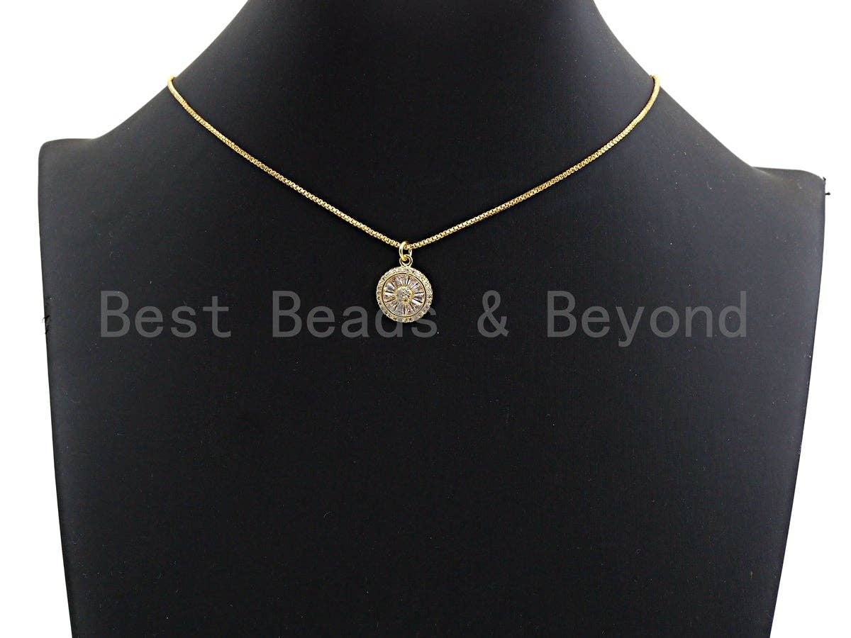 CZ Micro Pave Round Coin Shaped Pendant/Charm, Cubic Zirconia Pendant Charm,14x17mm,sku#Z526