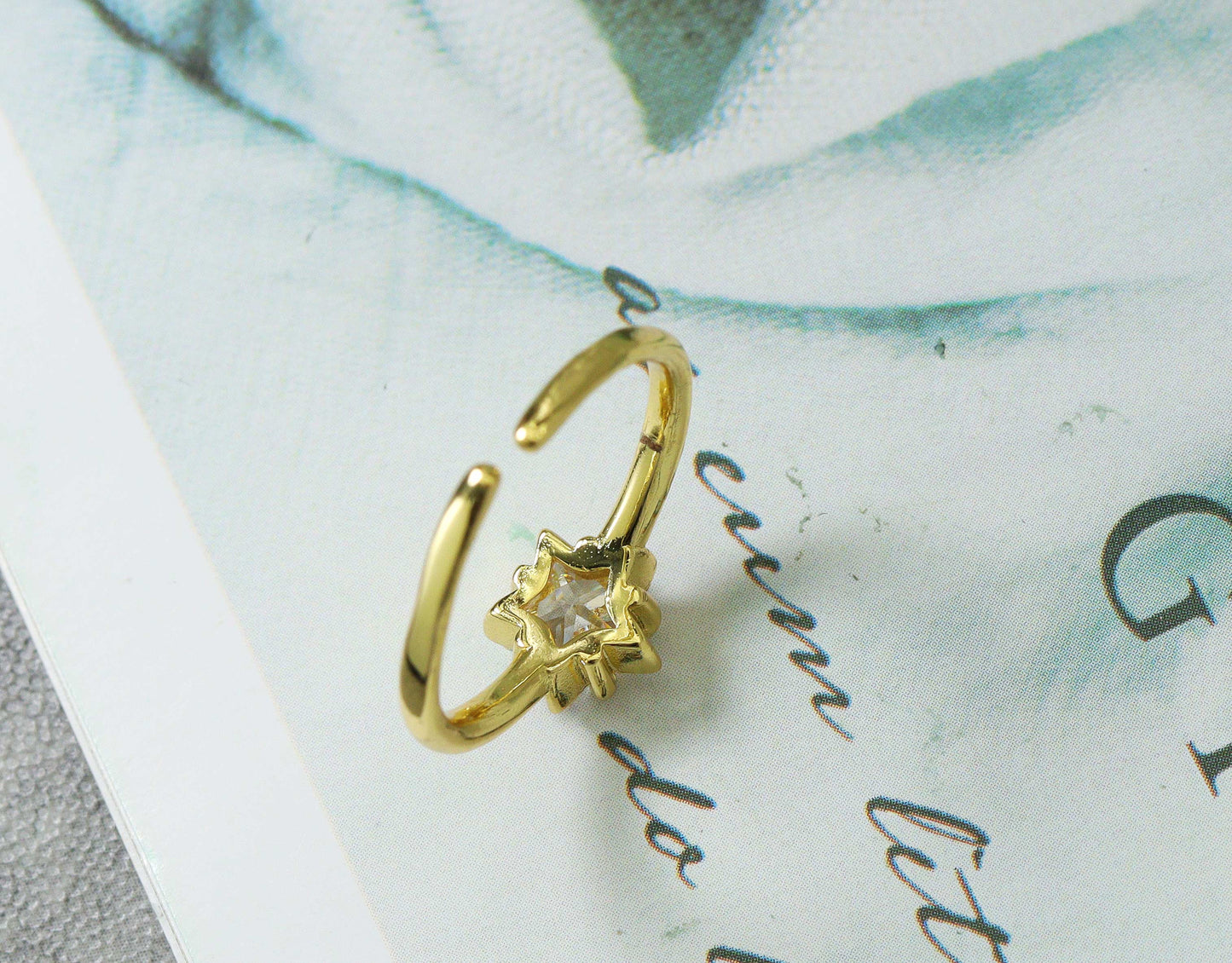 CZ Star Adjustable Ring, Sku#B149