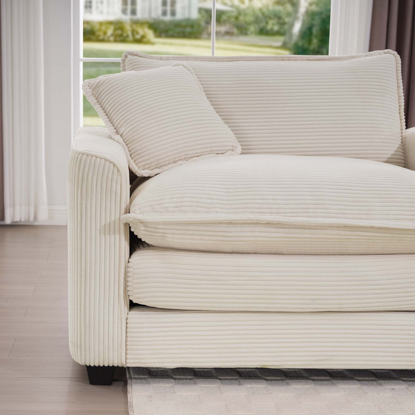 Oversized Modular Cushion Sofa With Ottomans, Comfy Upholstered U Shaped Convertible Corner Sectional Sofa Couch - Light