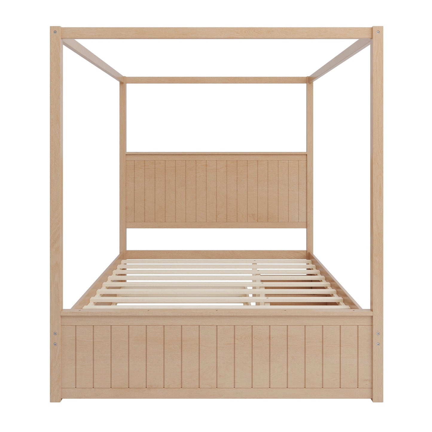 Queen Size Canopy Bed with Trundle and Storage