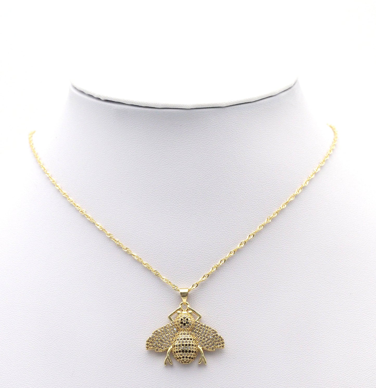 CZ Pave Gold Bee Insect Shape Charm, Sku#LX153