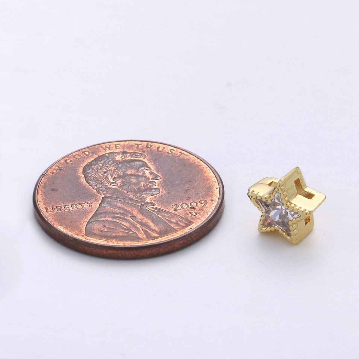 7Mm Gold Star, Micro Pave Star Charms, Cubic Zirconia Star, CZ Star Pendant, Star Necklace, Gold Charm, Star Beads B-320