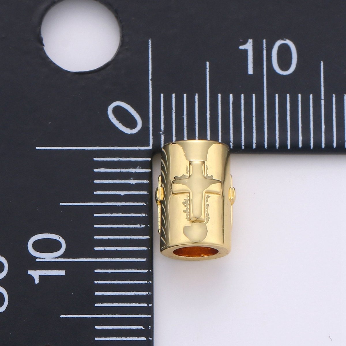7x9mm Bead CZ Gold Beads Cross Beads cylinder Beads Charm for Bracelet Necklace Supply 4mm hole B-322