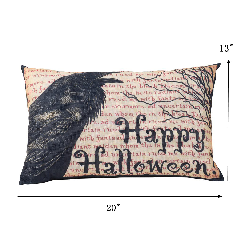 20x13" Crow Happy Halloween Pillow