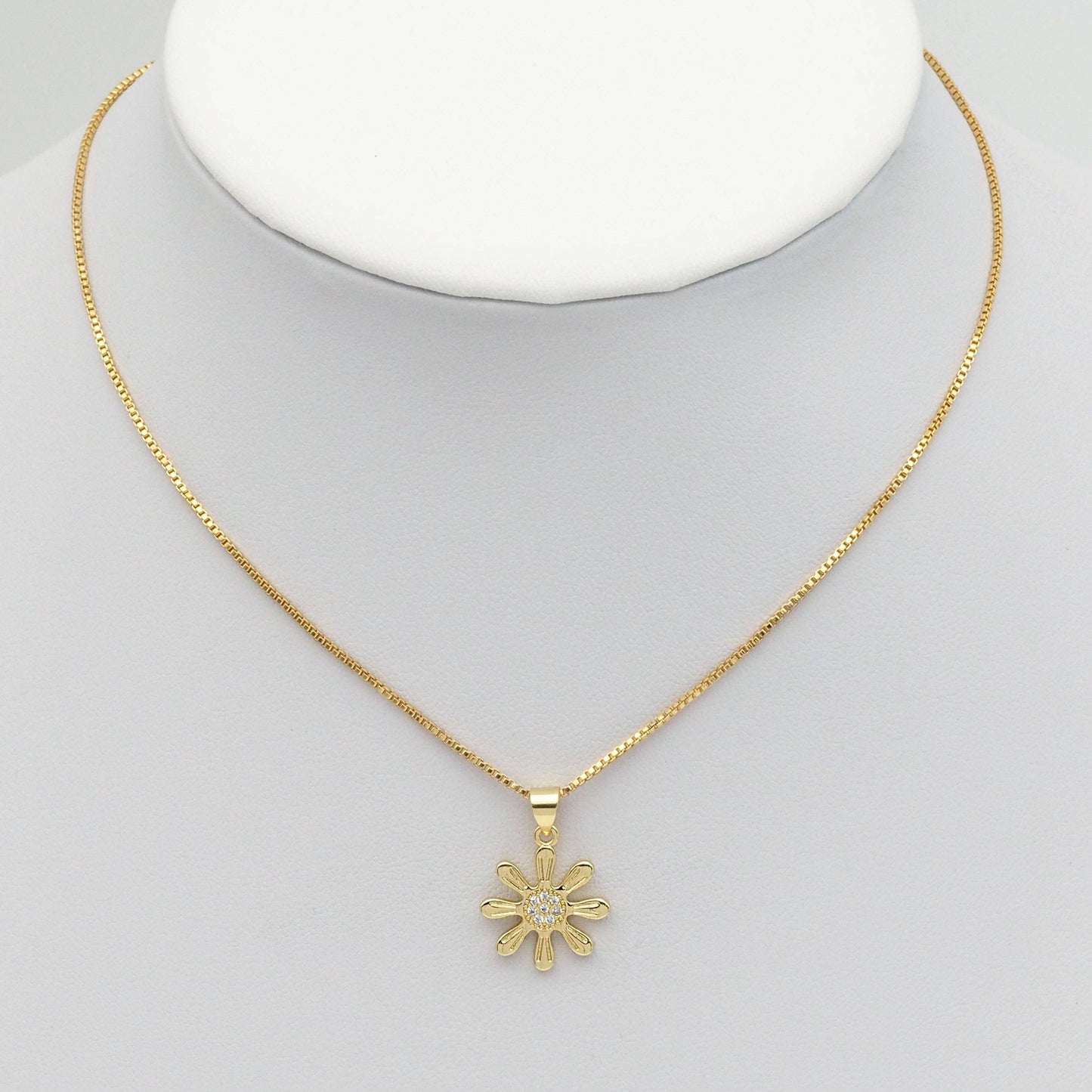 Clear CZ Gold Daisy Flower Shape Charm, Sku#LK830