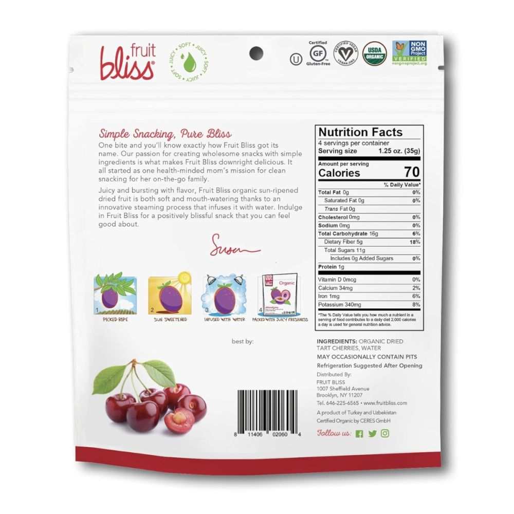 FRUIT BLISS: Organic Tart Cherries, 4 oz